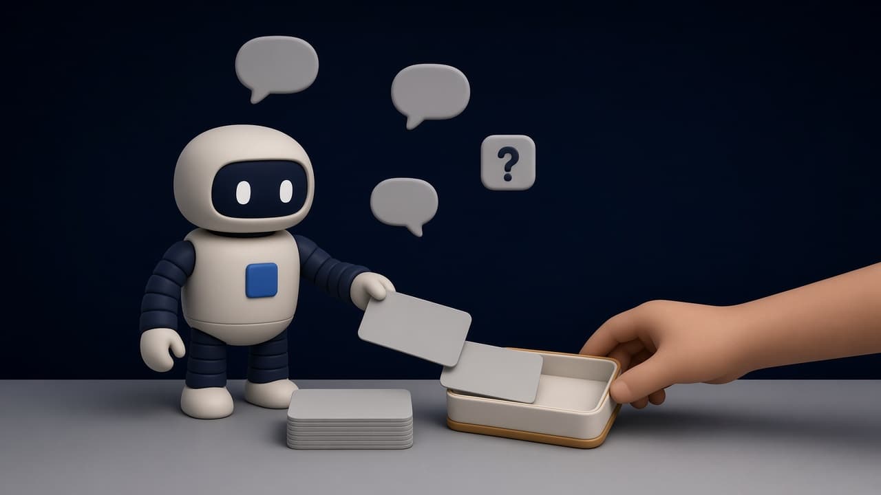 Astro, le robot d'Équipage IA, prépare des réponses aux clients et les dépose dans un bac de validation qu'une main humaine vient relever.